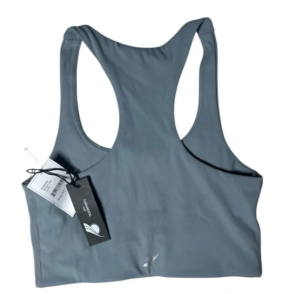 FUNDAMENTAL COAST slate blue wirefree workout yoga racerback bra size XS NWT